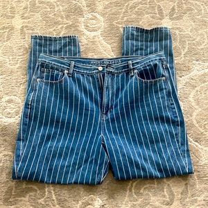 American Eagle Pinstripe High Waisted Mom Jeans